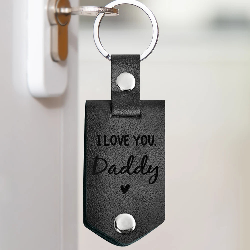 Now You Can Carry Me Too – Personalised Leather Photo Keychain for New Dads