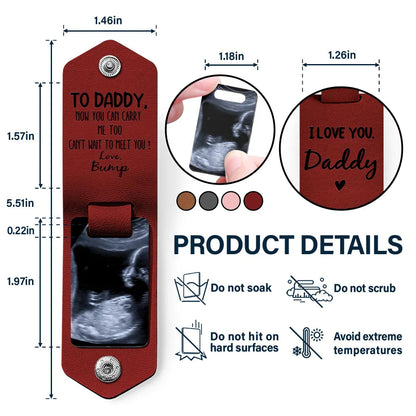 Now You Can Carry Me Too – Personalised Leather Photo Keychain for New Dads