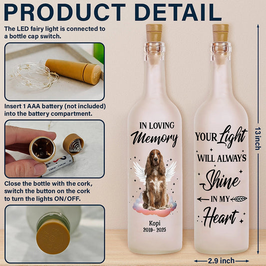 Pet Memorial Bottle Light – Your Light Will Always Shine in My Heart
