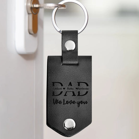 Drive Safe Personalised Leather Photo Keychain – Gift for Dad or Husband